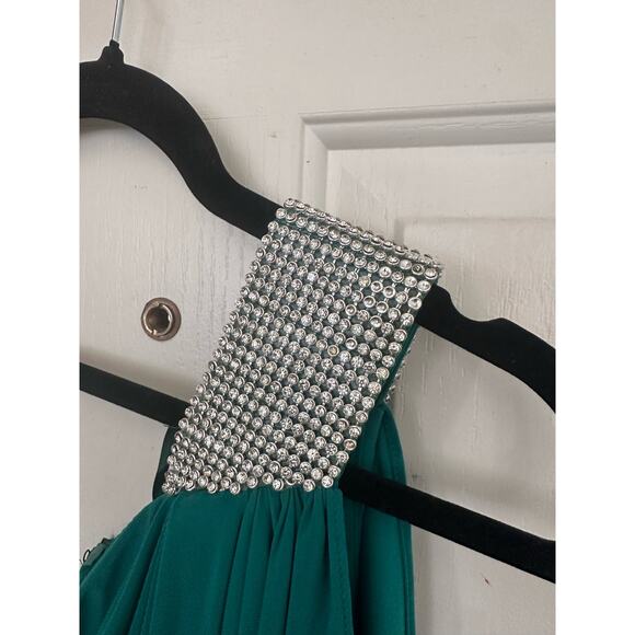 VTG Cache Dress Rhinestone One Shoulder Cocktail Mini Green Women’s Y2K Size 2 - Picture 5 of 9